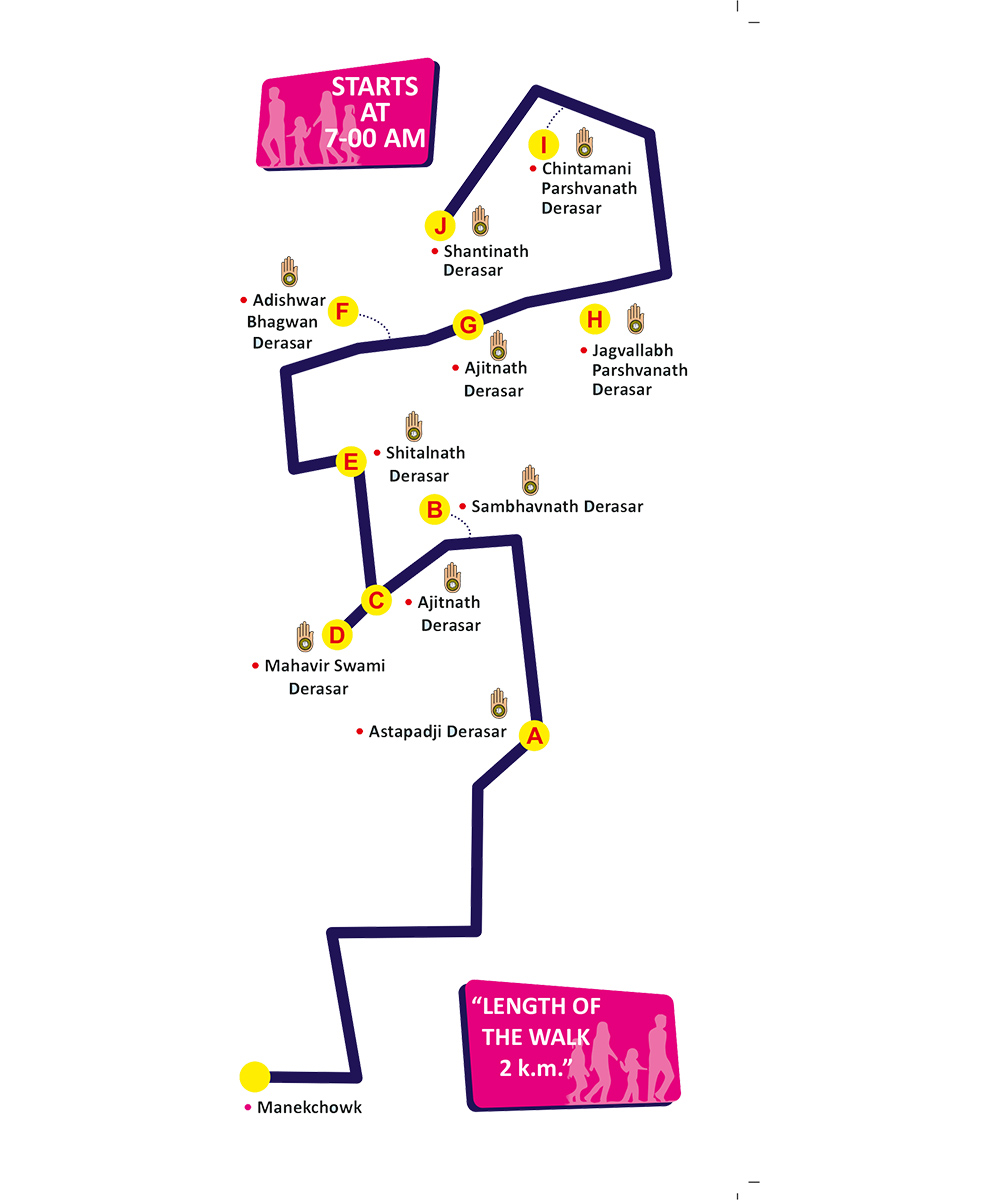Official Ahmedabad Jain heritage walk route map